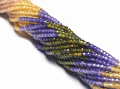 Beautiful Multi Color Zircon Faceted Beads,3mm Cubic zirconia Rondelle Beads,12.5"Strand Zircon Micro Faceted Beads For Jewelry Making Craft