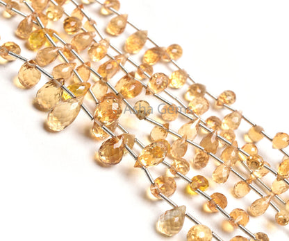 Natural Citrine Faceted Drops Shape Gemstone Beads, Fine Quality Yellow Citrine Teardrop Citrine Drops Briolette Jewelry Making Crafts SALE