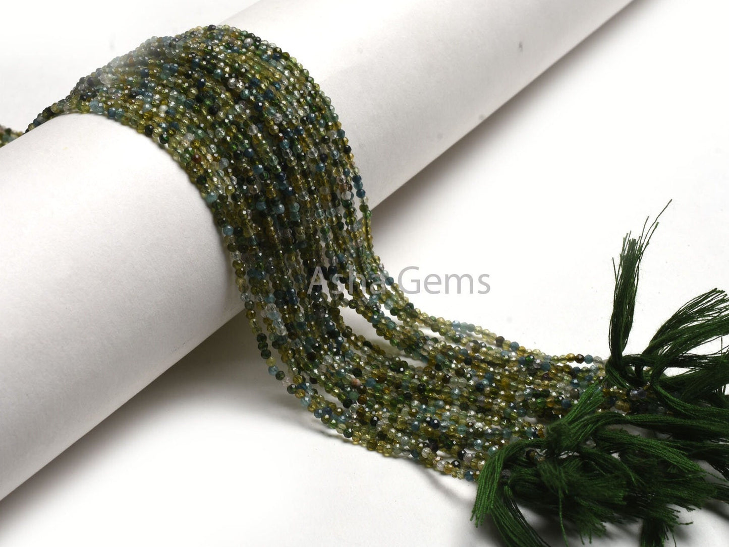 Beautiful Green Tourmaline Micro Cut Faceted Beads,2 mm Natural Tourmaline Machine Cut Rondelle Gemstone Beads, Shaded Green Tourmaline Bead