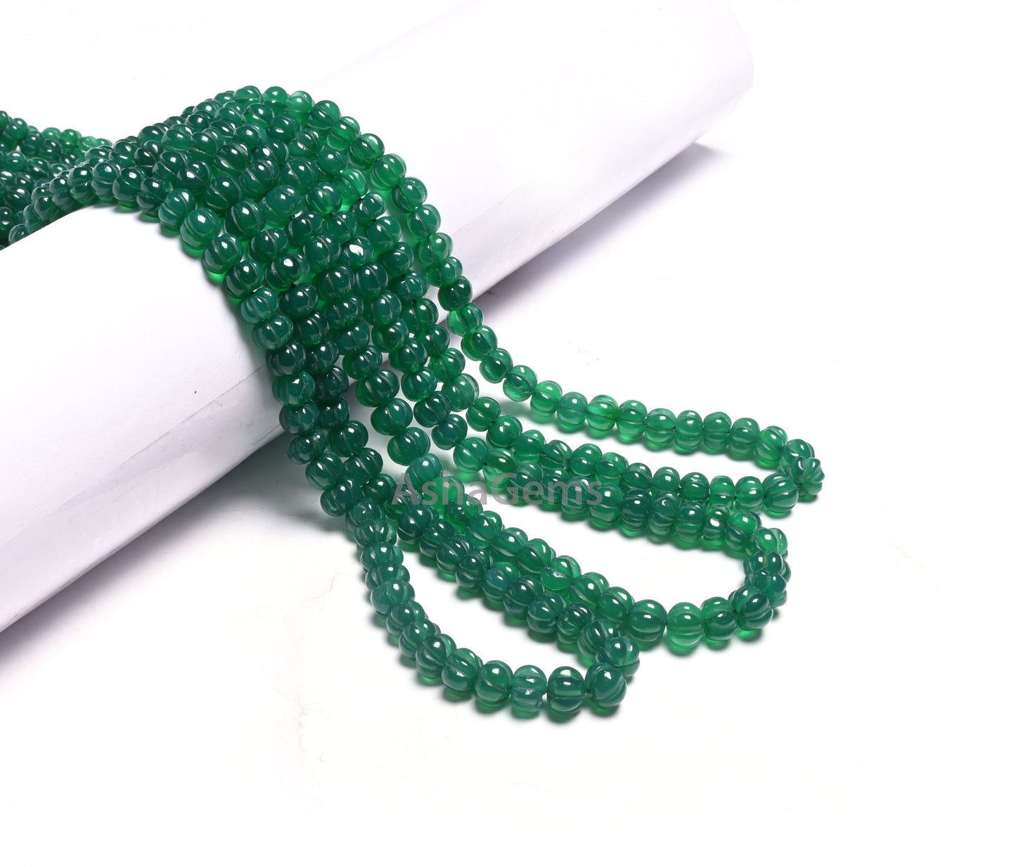 Green Onyx Carving Pumpkin Beads,16" Onyx Carved Watermelon Beads, Onyx Gemstone Carve Melon Beads, Green Onyx Carved Rondelle Beads Jewelry