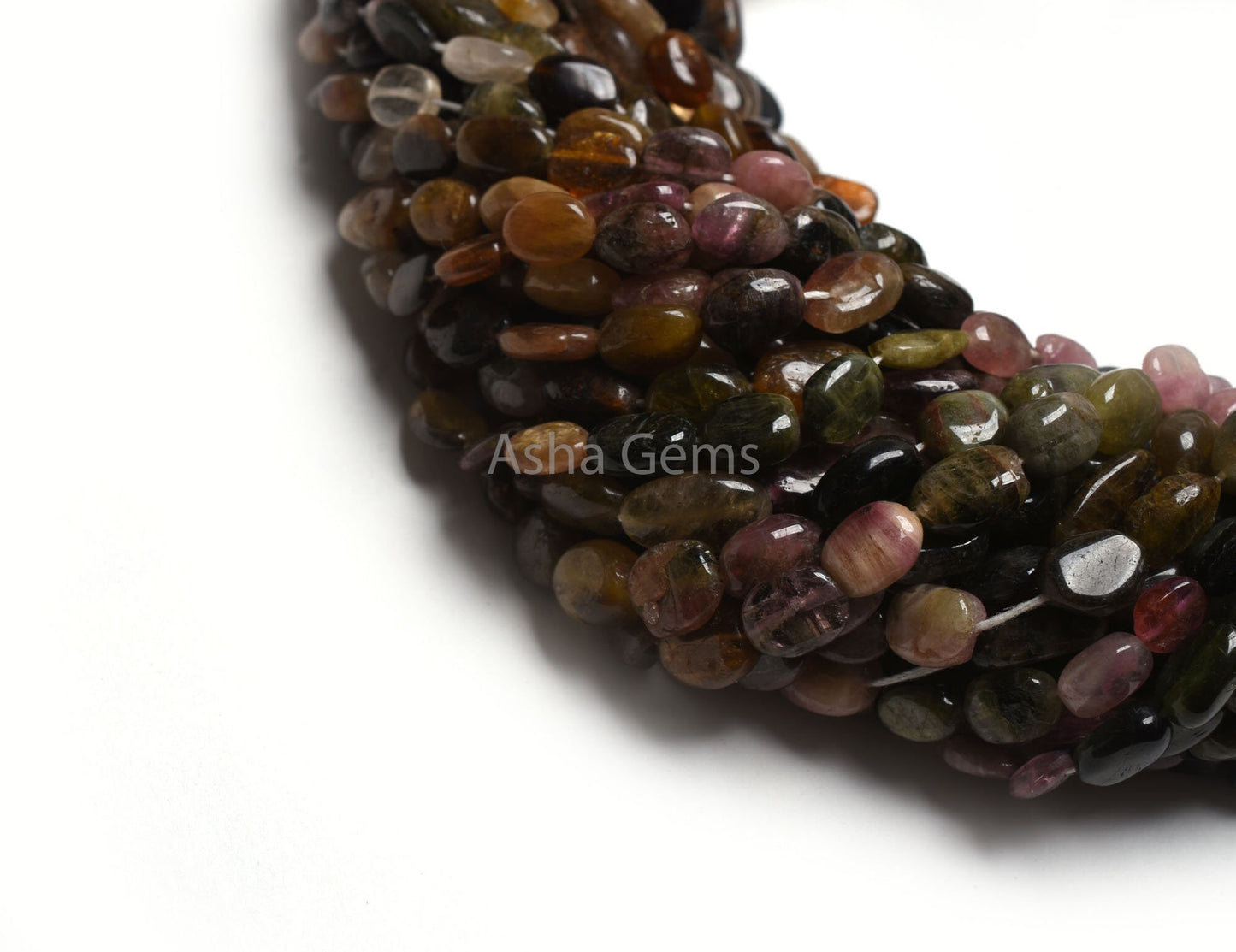 Beautiful Tourmaline Smooth Oval Beads,13" Natural Multi Color Tourmaline Plain Handmade Uneven Oval Straight Drill Gemstone Tourmaline Bead