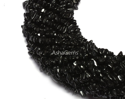 34"Strand Natural Black Spinel Uncut Chips Beads Gemstone Black Spinal Raw Rough Nugget Beads, Spinel Beads Uneven Uncut Chip Jewelry Crafts