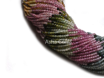 AAA Tourmaline Micro Cut Faceted Rondelle Beads,2.25mm Natural Multi Tourmaline Machine Cut Gemstone Beads Tiny Tourmaline Bead Jewelry SALE