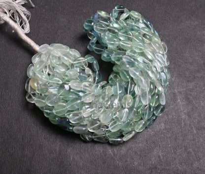 Beautiful Fluorite Smooth Oval Shape Gemstone Beads,8/16" Natural Shaded Green Fluorite Handmade Oval Plain Fluorite Bead Jewelry Craft SALE