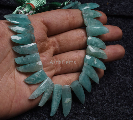 Beautiful Blue Amazonite Faceted fancy Nail Shape Gemstone Beads,8 Inch Strand Natural Amazonite bead, Amazonite Flat Briolettre For Jewelry