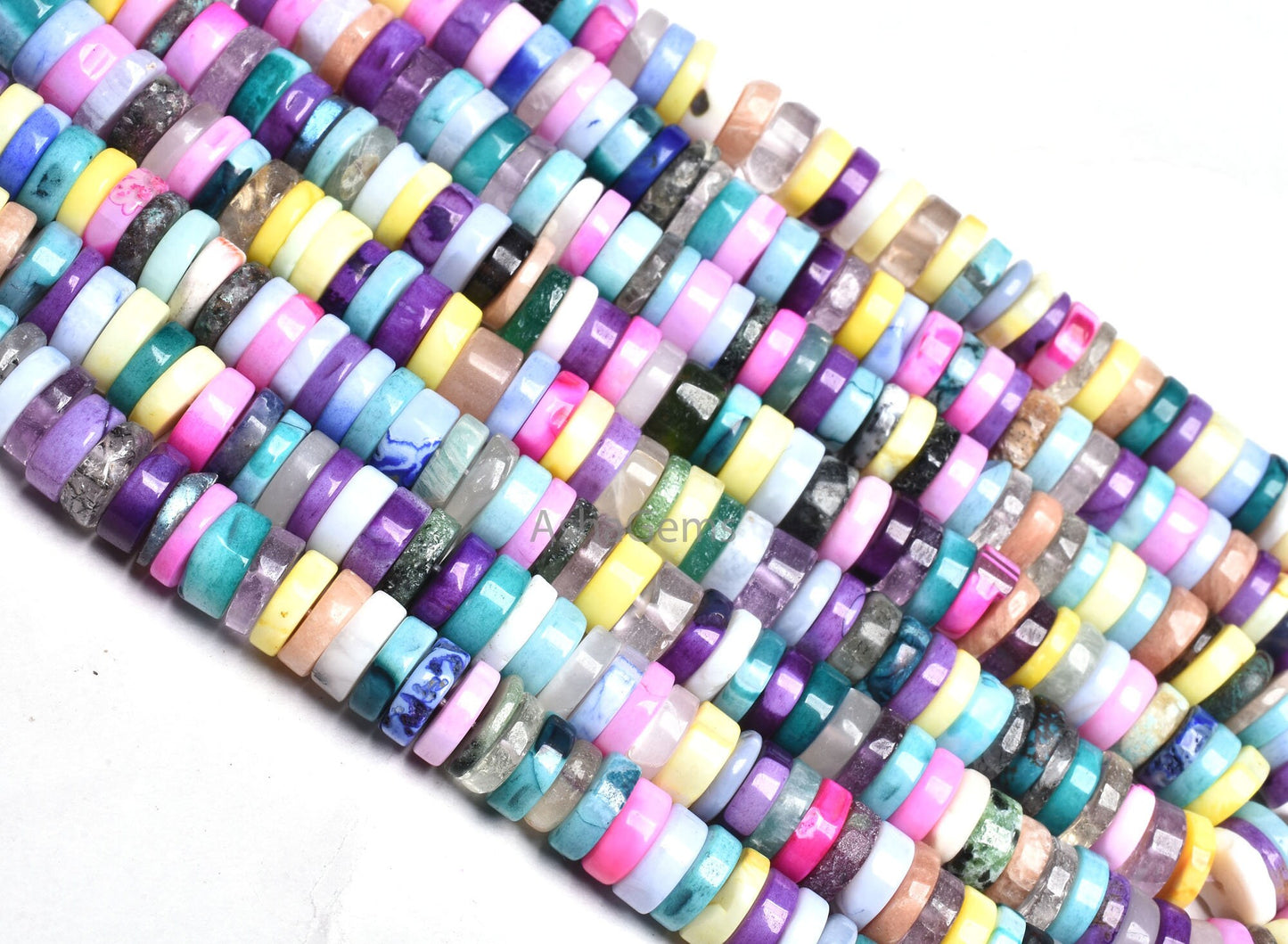 beautiful Mix gemstone Smooth Tyre Shape beads,8 mm Multi Color stone Disco plain Handmade Heishi tyre Beads, disco beads For Jewelry Crafts