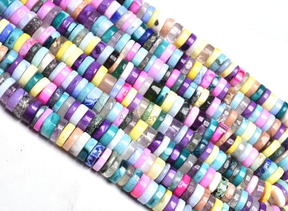 beautiful Mix gemstone Smooth Tyre Shape beads,8 mm Multi Color stone Disco plain Handmade Heishi tyre Beads, disco beads For Jewelry Crafts