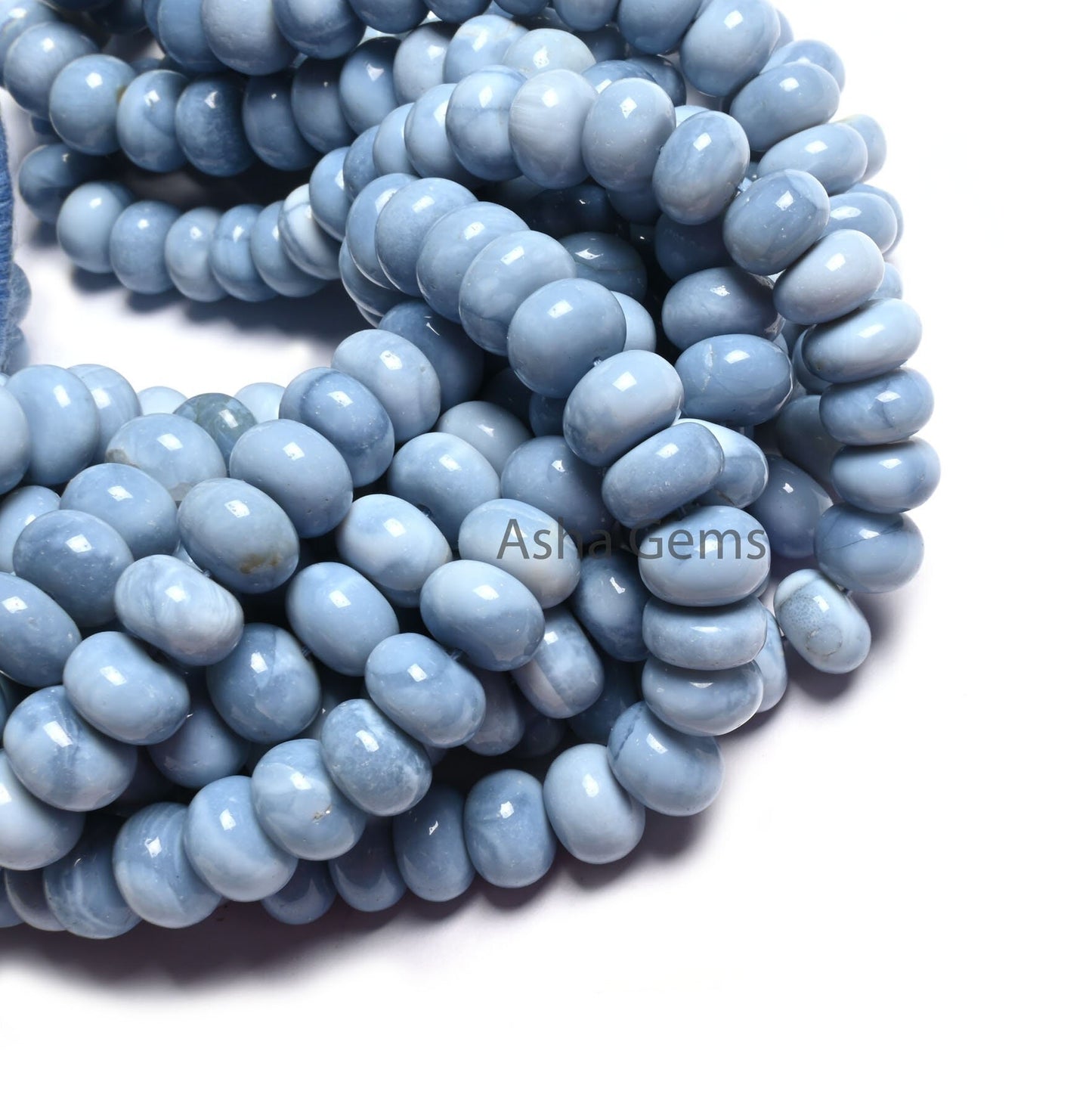 Beautiful Blue Oregon Opal Smooth Rondelle Beads Gemstone,8/16" Strand Fine Quality Blue Opal Plain Handmade Beads Opal Jewelry Makings SALE