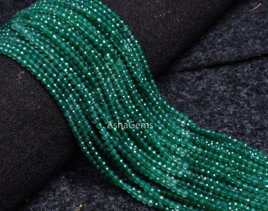 Beautiful Green Onyx Faceted Rondelle Shape Beads,3.20 mm, Shaded Green Onyx Machine Cut Beads, AAA Onyx Micro faceted Beads Jewelry Making