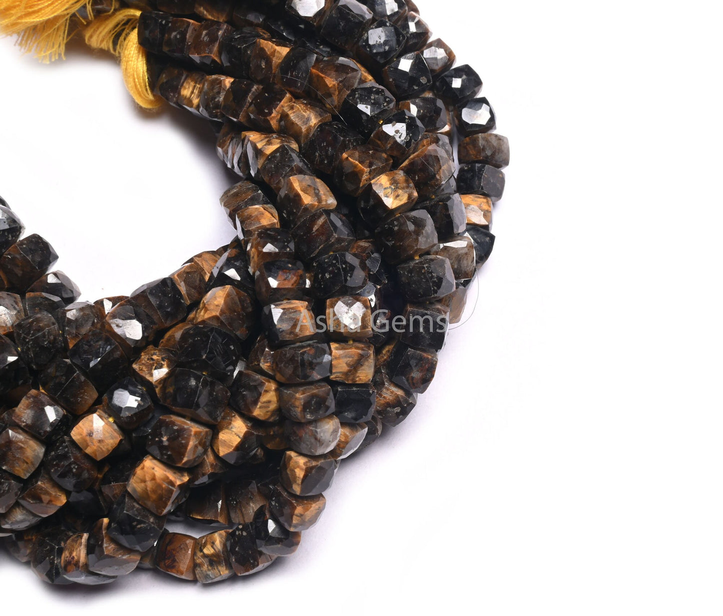 Beautiful Tiger Eye Faceted 3D Cube Box Gemstone Beads, Natural Tiger Eye Cube Shape Indian Cut Box Beads, Tiger Eye Bead Jewelry Craft SALE