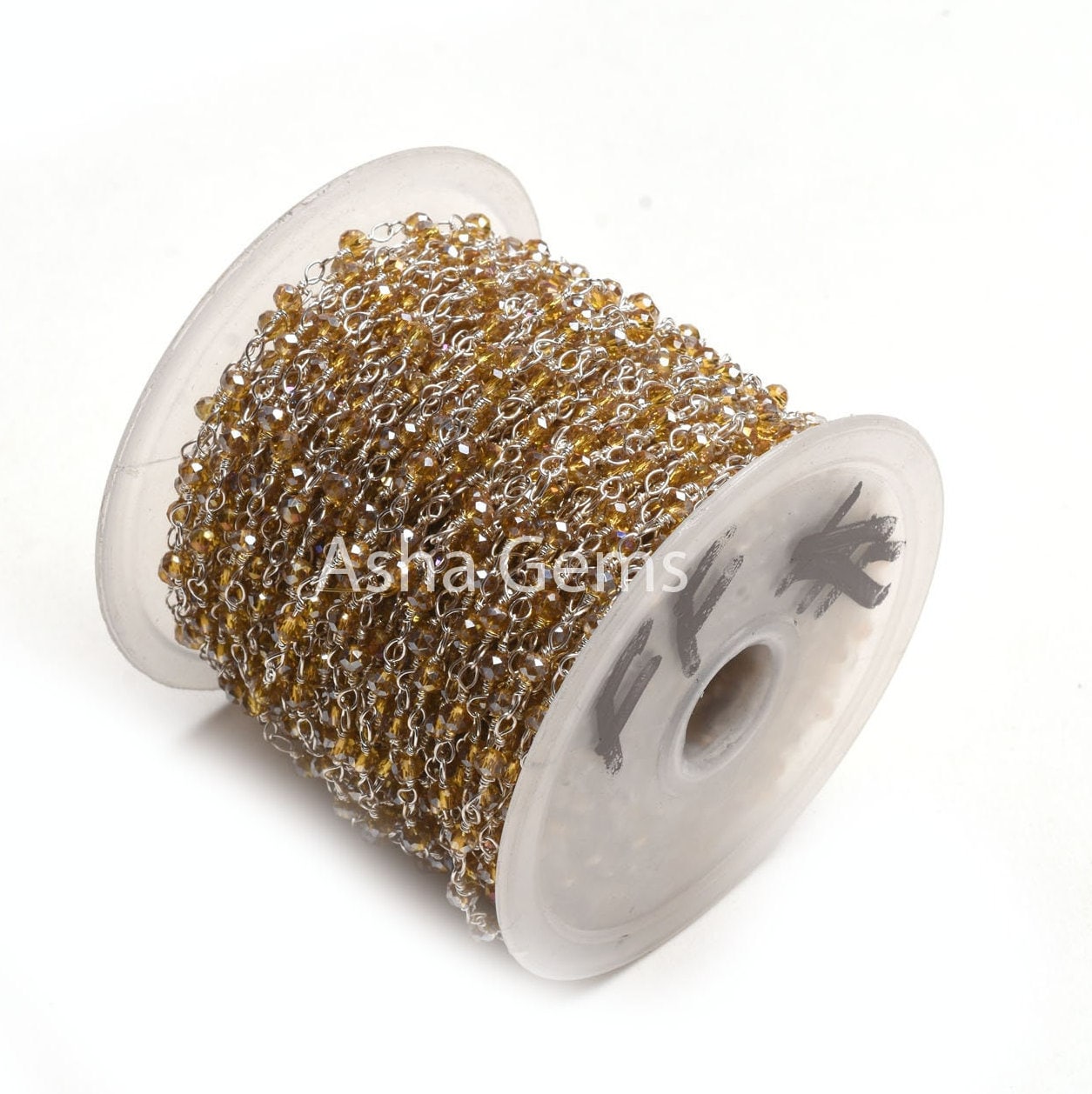 AAA Quality Brown Quartz Hydro Silver Coated Beads Rosary Chain, Silver Plated Wire Faceted Rondelle Beads handmade Chain Jewelry Craft SALE