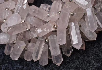 Beautiful Pink Rose Quartz Faceted Bullet Shape Beads,Rose Quartz Fancy Shape Beads, Pink Gemstone Pencil Beads, Jewelry Making Craft, SALE