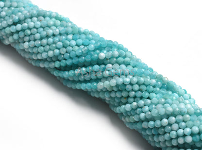 3 mm AAA Quality Amazonite Micro Cut faceted Rondelle Beads,13" Strand Shaded Blue Amazonite Machine Cut Gemstone Bead, Amazonite Beads SALE