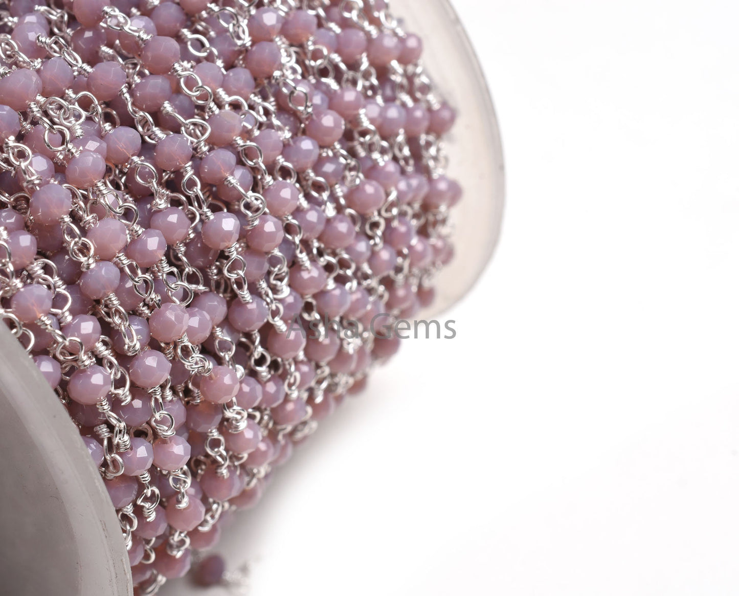 1,3,5,10,50Ft Lavender Hydro Faceted Rondelle Beaded Rosary Chain,Silver Plated Wire,Jewelry Making Finding,Bulk Chain,3-3.5mm,Chain By Foot
