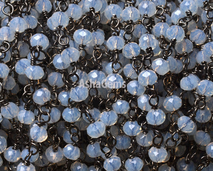 3,10,25,50 Rainbow Moonstone Hydro Beads Chain Gunmetal Wire Wrap Bulk Roll Chain,3 mm Faceted Rondelle Beaded Rosary Chains Jewelry Finding