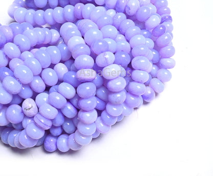 Beautiful Lavender Blue Opal Smooth Rondelle Handmade Beads,8 mm AAA Blue Opal Plain Gemstone Loose Beads Opal Jewelry Necklace Making Craft