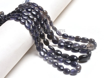 Natural Blue Iolite Smooth Oval Shape Beads,16" Strand Iolite Plain Handmade Oval Straight Drill Gemstone Iolite Beads Jewelry Crafts SALE