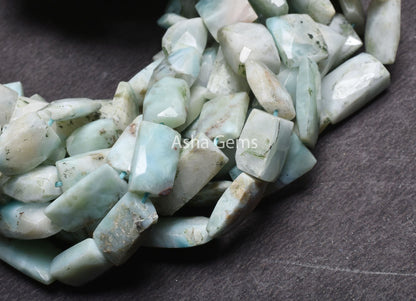 Natural Larimar Fancy Chiclet Shape Gemstone Beads Blue Larimar Faceted Rectangle Handmade Beads Briolette Straight Drill Larimar Bead Craft