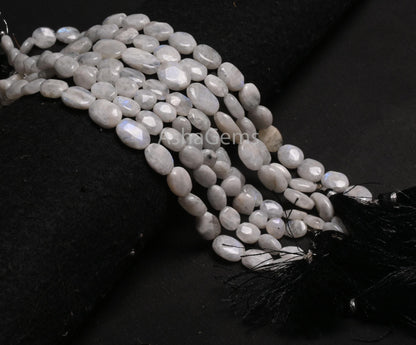 Natural Rainbow Moonstone Handmade Uneven Oval Shape Plain Beads,9" Flashy White Rainbow Oval smooth Gemstone Loose Beads Jewelry Craft SALE