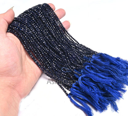 Beautiful Blue Sunstone Faceted Micro Cut Rondelle Shape Beads, Blue Sunstone Machine Cut Gemstone Beads, Sunstone Bead Jewelry Making Craft