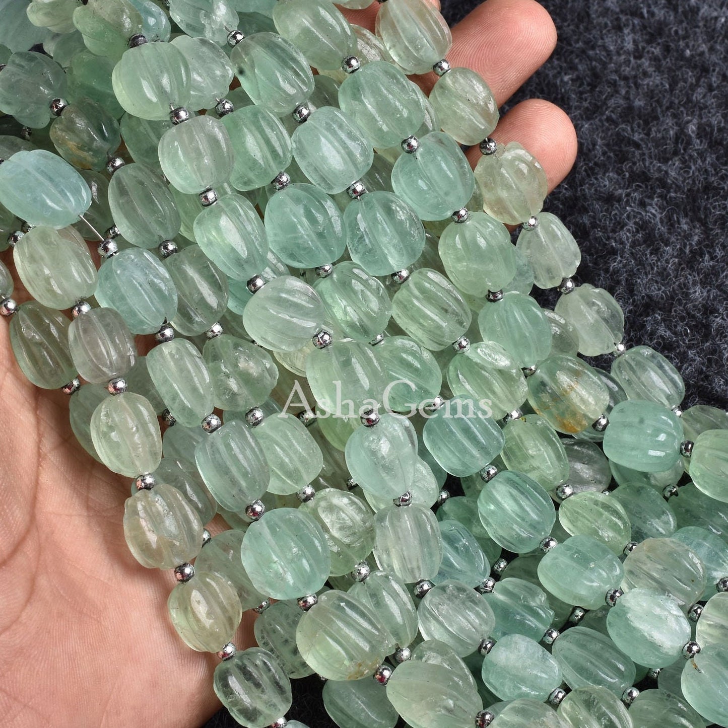 Fine Quality Green Fluorite Carving gemstone Beads,8" Strand Natural Fluorite Fancy Nugget Carved Bead, Fluorite Handmade carve Oval Beads