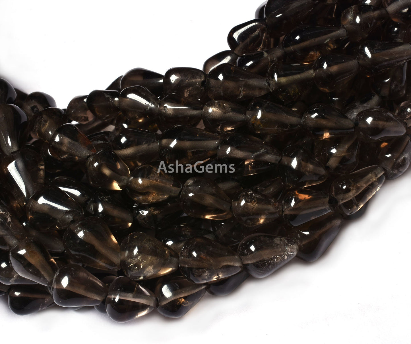 Natural Smoky Quartz Smooth Drops Shape Beads, Beautiful Smoky Teardrop Beads, Handmade Briolette Bead Plain Smoky Beads For Jewelry Crafts