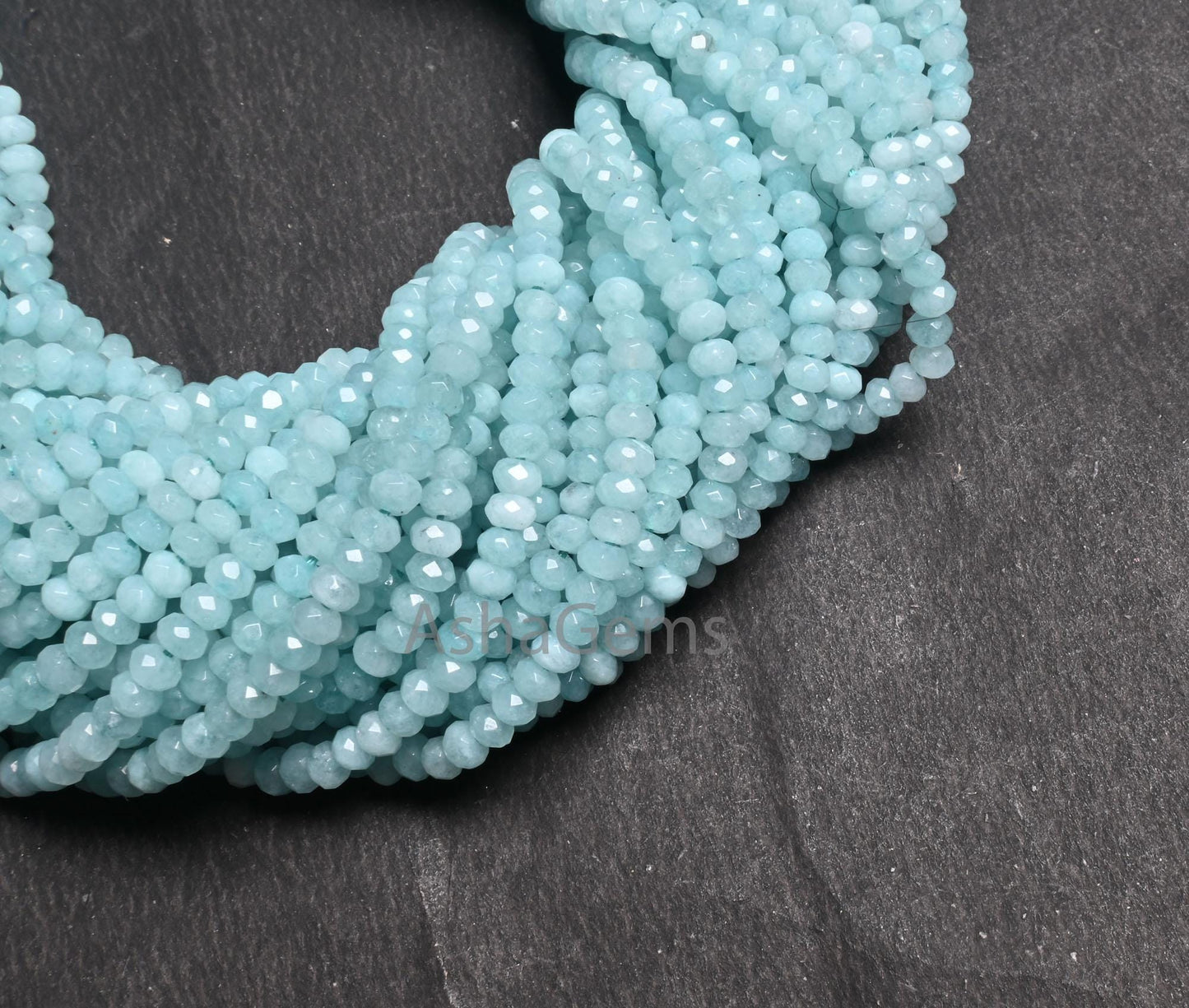 Beautiful Aqua Blue Jade Quartz faceted Rondelle Shape Beads,4.5 mm Sky blue Color Jade machine cut Gemstone Beads Jewelry Making Craft SALE