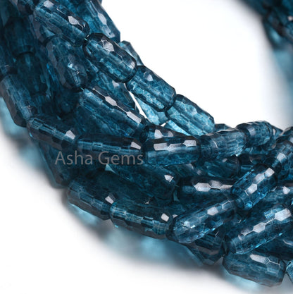 AAA Crystal Coated Concave Cut faceted Barrel Beads, London Blue Coated Crystal Concave Cut Fancy Barrel Gemstone Bead Necklace Jewelry SALE