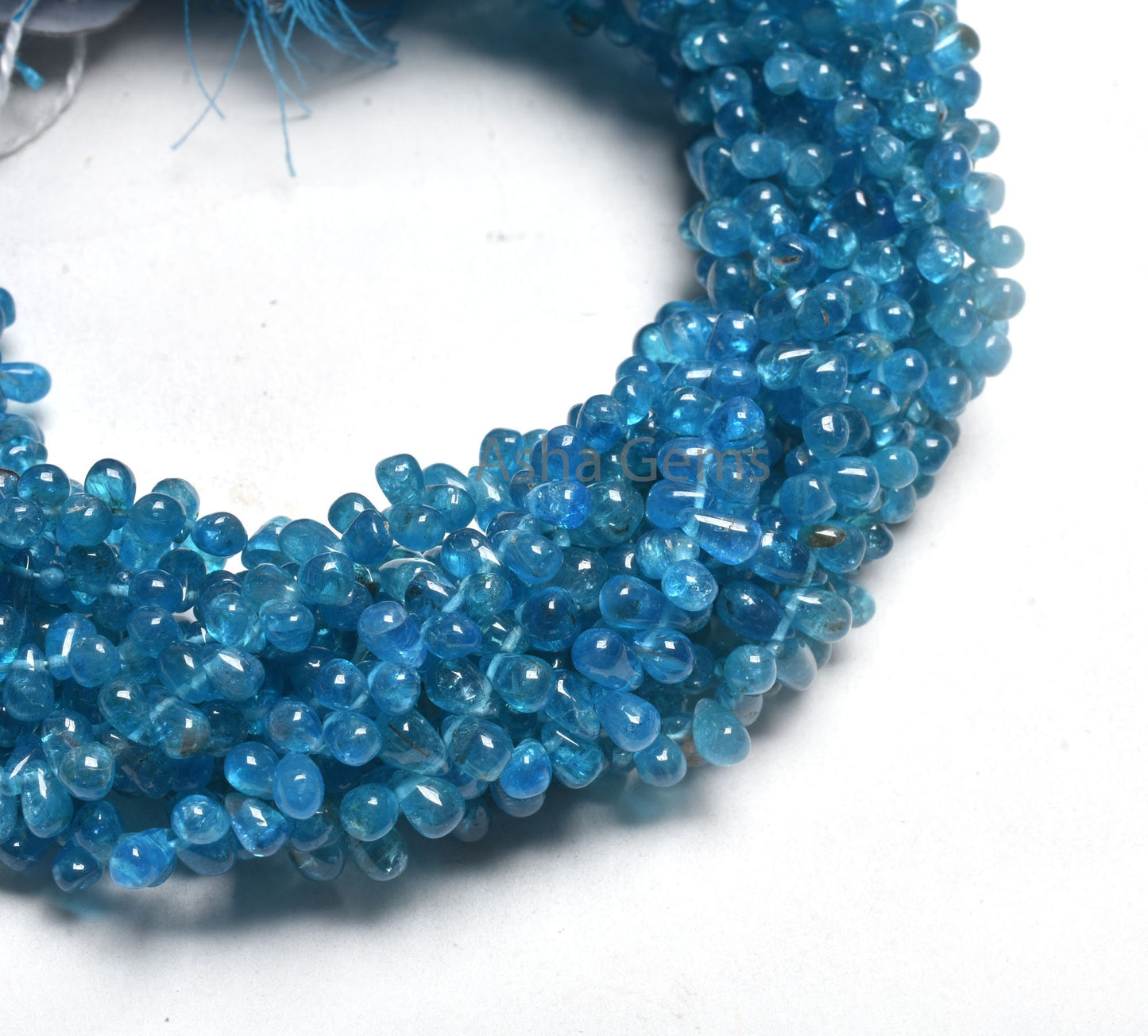 Natural Blue Apatite Smooth Drop Gemstone Side Drill Beads, Neon Apatite Plain Handmade Tiny Teardrop Handmade Gemstone Beads Jewelry Crafts
