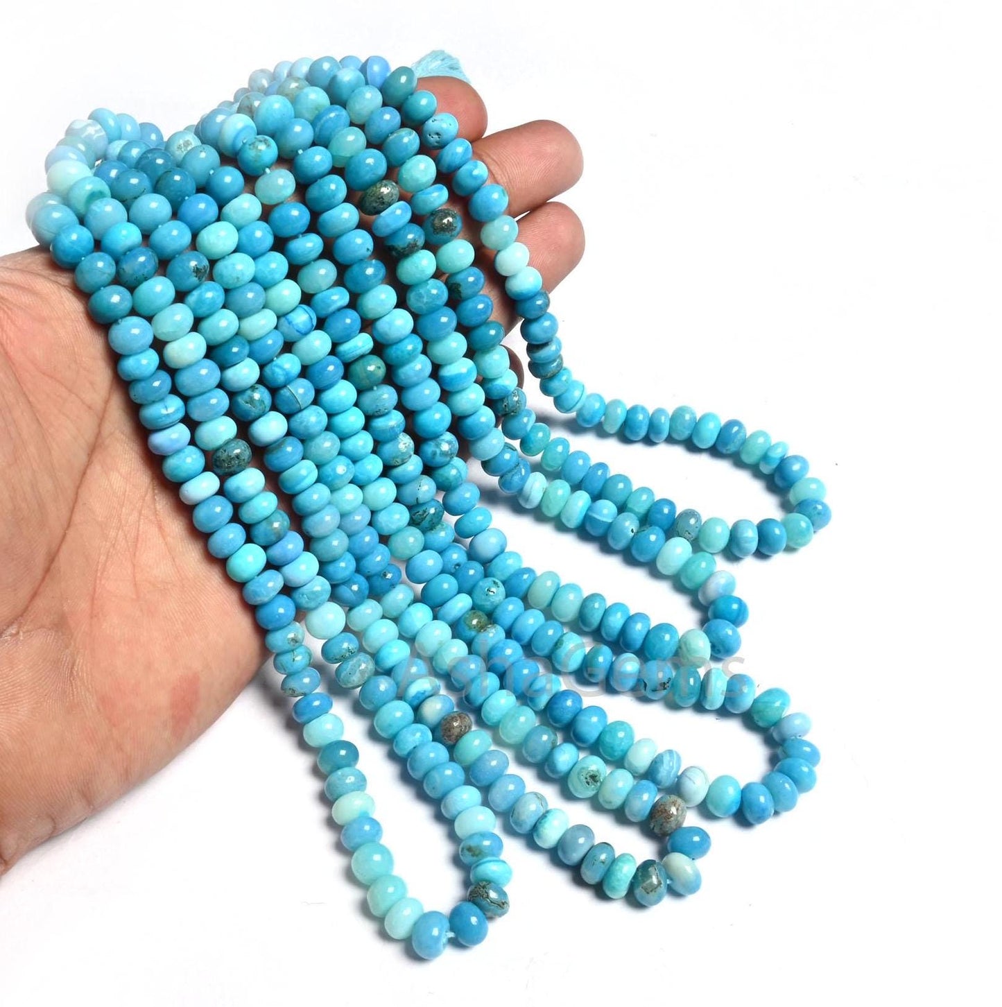 Fine Quality Blue Opal Smooth Rondelle Shape Gemstone Beads,8mm Shaded Blue Opal Plain Handmade Opal Bead Jewelry Making Necklace Craft SALE