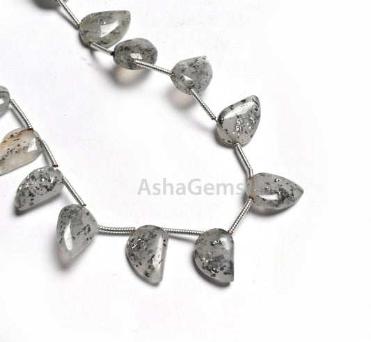 Shaded Black Grey sunstone Fancy Shape Gemstone Beads,8" Fine natural Sunstone Keri Shape Side Drill Handmade Beads Jewelry handicraft SALE