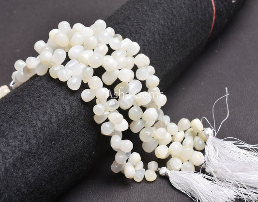 White Moonstone Smooth Uneven Drops Shape Gemstone Beads, Natural Moonstone Side Drill Drops Handmade Bead, Moonstone Teardrops Jewelry SALE