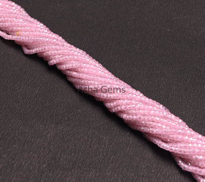15" Strand Pink Zircon Micro Cut faceted Beads,3 mm AAA Quality Pink Color Zircon Machine Cut Rondelle Shape Beads Jewelry Making Craft SALE