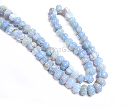 Beautiful Blue opal carving Watermelon beads,16" Shaded Blue Boulder Opal Carve Pumpkin Beads Hand Carved Gemstone Melon Bead Jewelry Crafts