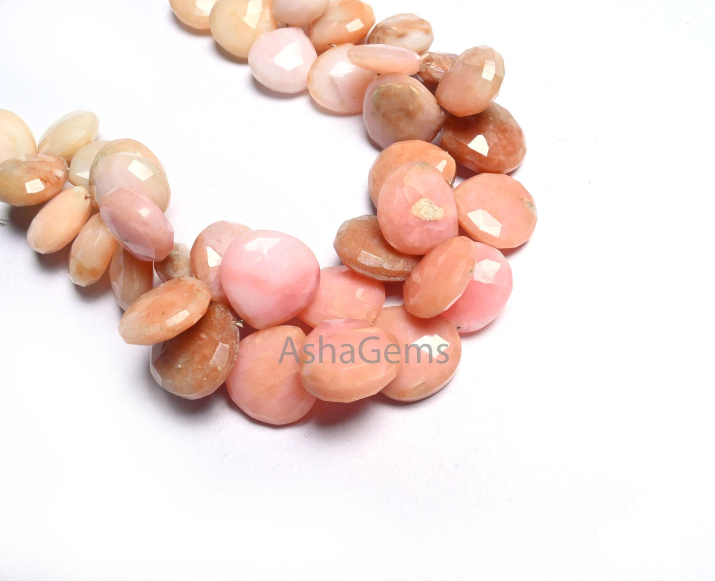 Beautiful Pink Opal Faceted Heart Shape Beads,11.5-14mm Shaded Pink Opal Beads, Fine natural Opal Heart Briolette Gemstone Bead Jewelry SALE (AG 18605)