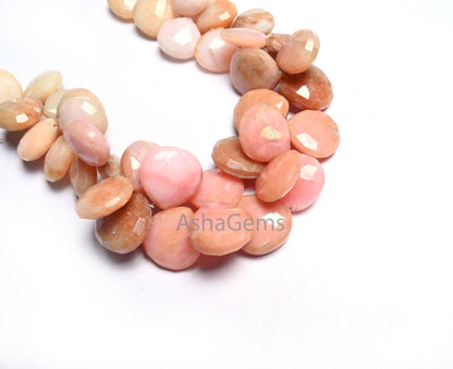 Beautiful Pink Opal Faceted Heart Shape Beads,11.5-14mm Shaded Pink Opal Beads, Fine natural Opal Heart Briolette Gemstone Bead Jewelry SALE (AG 18605)