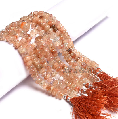 Natural Sunstone Rondelle Shape Gemstone Loose Beads, Shaded Red Sunstone Uneven Handmade Rondelle Beads, Sunstone bead Jewelry Making Craft