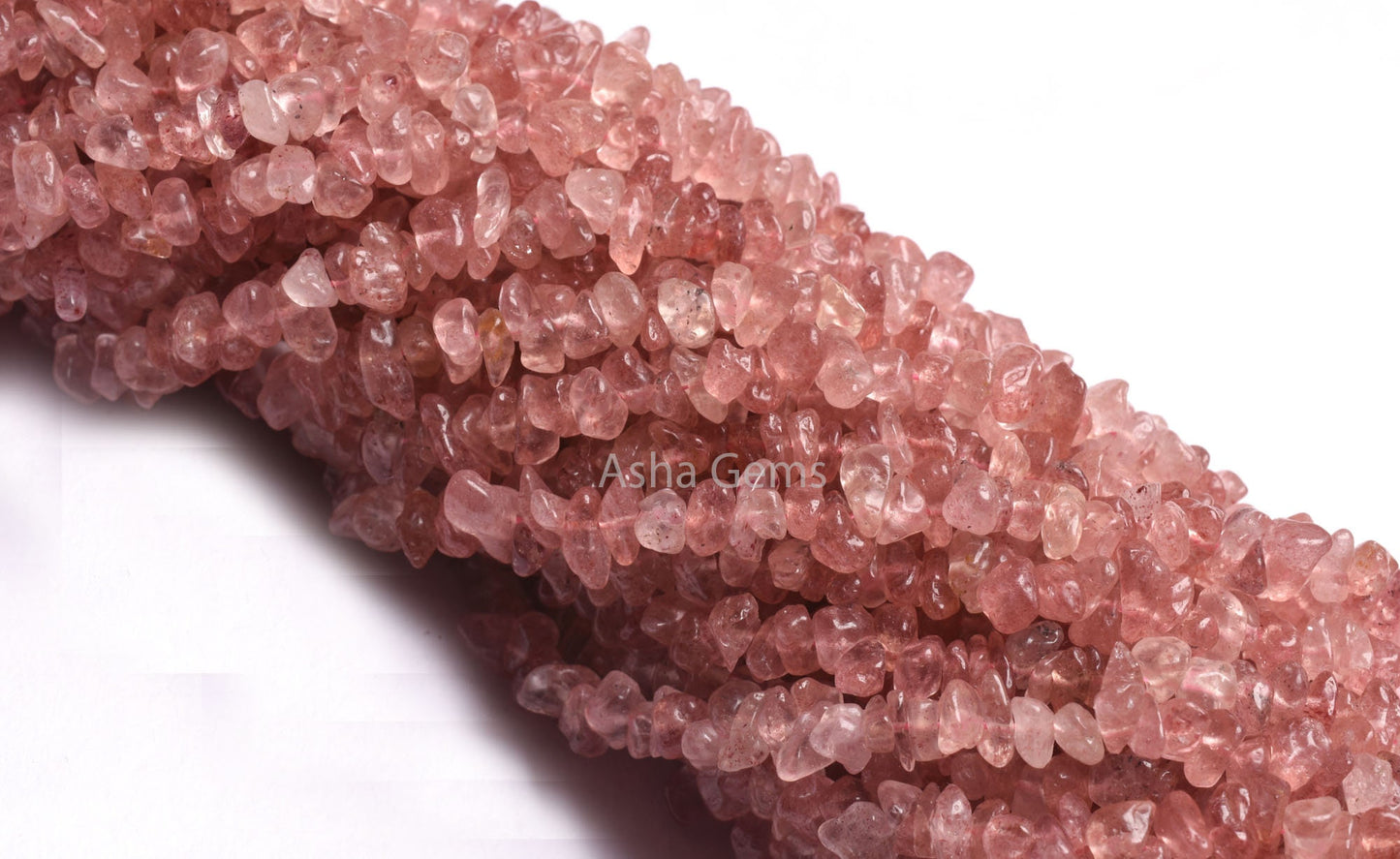 Natural Pink Strawberry Quartz Uncut Chip Beads,17/34" Strand Strawberry Quartz Beads, Gemstone Raw Rough Smooth Polish Beads Jewelry Crafts