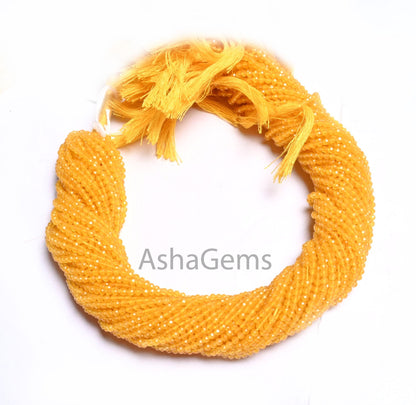 Rare Yellow Chalcedony Quartz Micro Cut Gemstone Tiny Beads,2.5 mm AAA Quality Yellow Quartz faceted Rondelle Machine Cut Beads Jewelry SALE