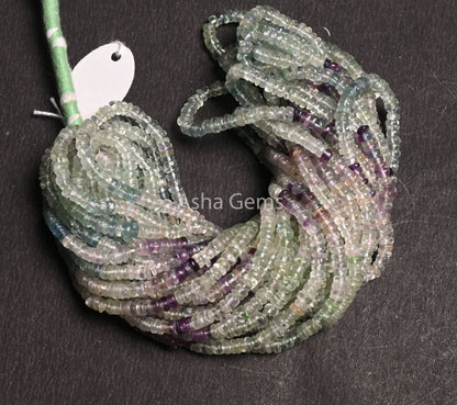4.5mm Shaded Fluorite Smooth Heishi Tyre Gemstone Beads,8/16" Strand AAA Natural multi Fluorite Handmade Flat Wheel Bead Jewelry Making SALE