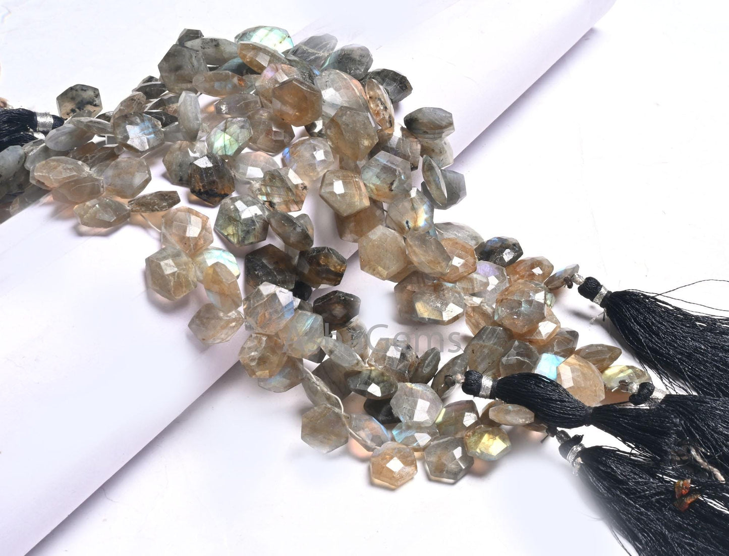 Natural Flash Labradorite Fancy Hexagon Shape Gemstone Beads,8" Multi Fire labradorite Faceted Checker cut Briolette Bead Jewelry Craft SALE