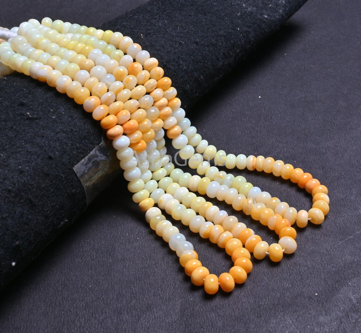 Beautiful Shaded Yellow Orange Opal Smooth Rondelle Gemstone beads,16"Strand AAA Opal Plain Handmade Bead Jewelry making Necklace Craft SALE