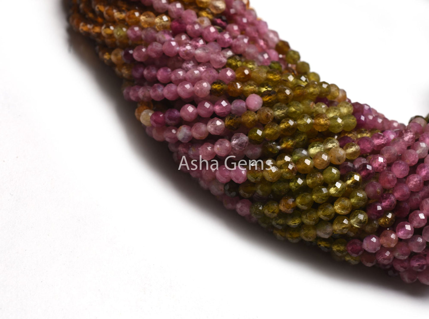 Fine Tourmaline Machine Cut Round Ball Beads,3.5 mm Multi Tourmaline Micro Cut Faceted Gemstone Beads, Real Tourmaline Bead Jewelry Necklace