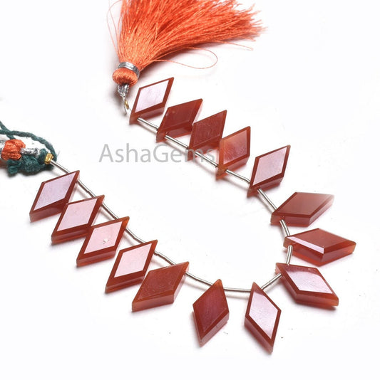 AAA Quality Red Onyx Faceted Rhombus Shape Beads,9-18 mm Red Onyx Fancy Flat rhombus Side Drill Gemstone Briolette Beads Jewelry Crafts SALE