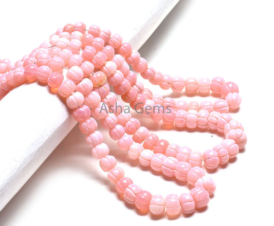 Beautiful Pink Opal Carving Watermelon Beads, AAA Pink Opal Smooth Carved Pumpkin Gemstone Beads Opal Carve Melon Beads Jewelry Craft SALE