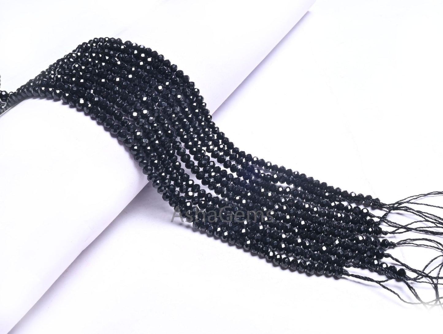 4 mm Beautiful Black Jade Quartz faceted Rondelle Shape Beads,14" AAA Coal Black Jade Quartz machine cut Gemstone Beads Jewelry Crafts SALE
