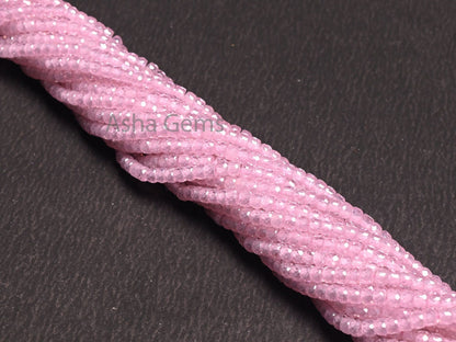 3 mm AAA Quality Pink Zircon Micro Faceted Rondelle Beads, Pink Zircon Machine Cut Beads,12.5" Fine Zircon Machine Cut Beads Jewelry Makings