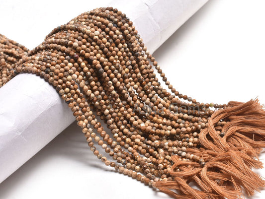 Beautiful Picture Jasper Micro Cut Round Ball Gemstone Beads,3.2 mm Natural Jasper Machine Cut Faceted Roundelle Picture Jasper Bead Jewelry