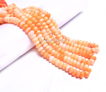 Beautiful Shaded Orange Opal Smooth Rondelle Beads, AAA Fire Opal Color beads, carrot Orange opal Plain Gemstone beads Necklace Jewelry SALE
