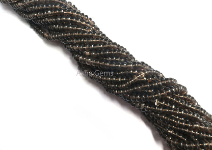 Fine Quality Smoky Quartz Smooth Rondelle Shape Beads, Natural Black smoky Plain Handmade Gemstone Bead Smoky Bead Jewelry making Craft SALE